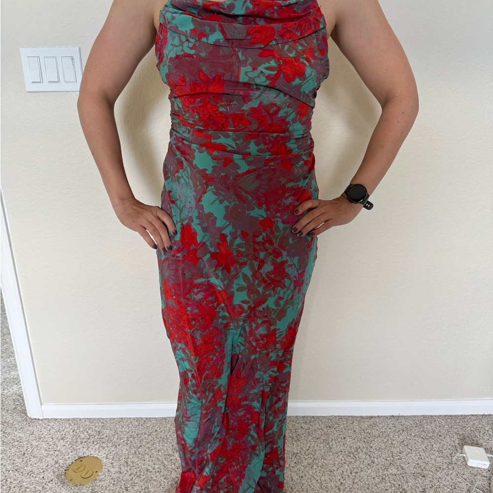 BR Women’s MATTE SILK COWL-NECK BACKLESS MAXI DRESS Tall 6 - nwt